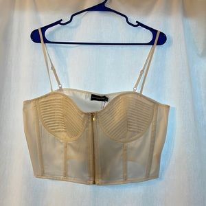 Pretty Little Thing Zip-front bust, white, size 16, new